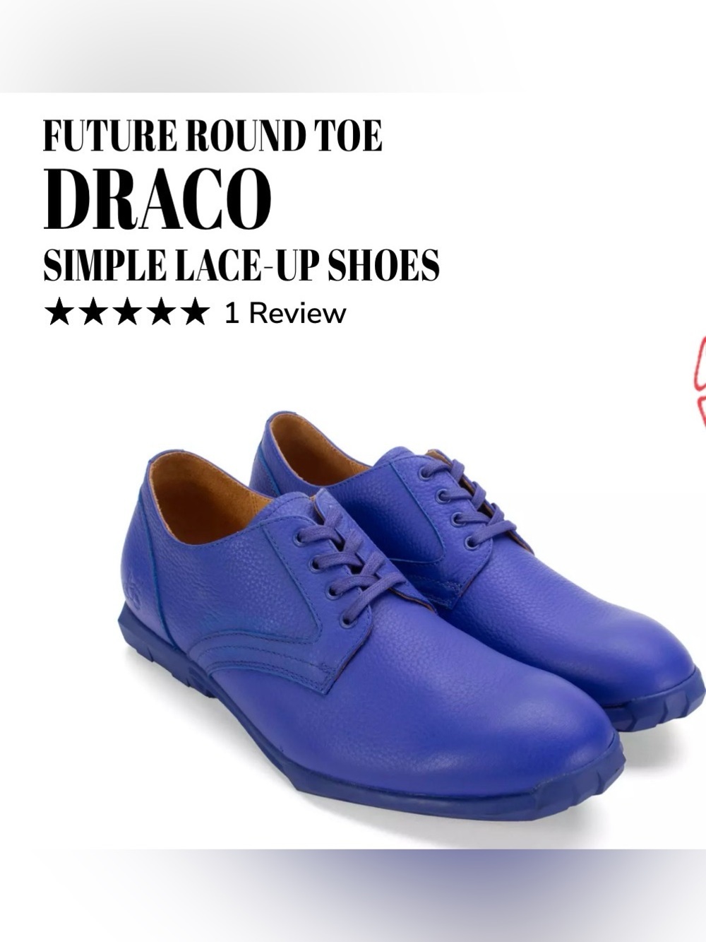 Fluevog NEW WO BOX Future Round Toe Draco blue leather simple lace-up shoe- 10